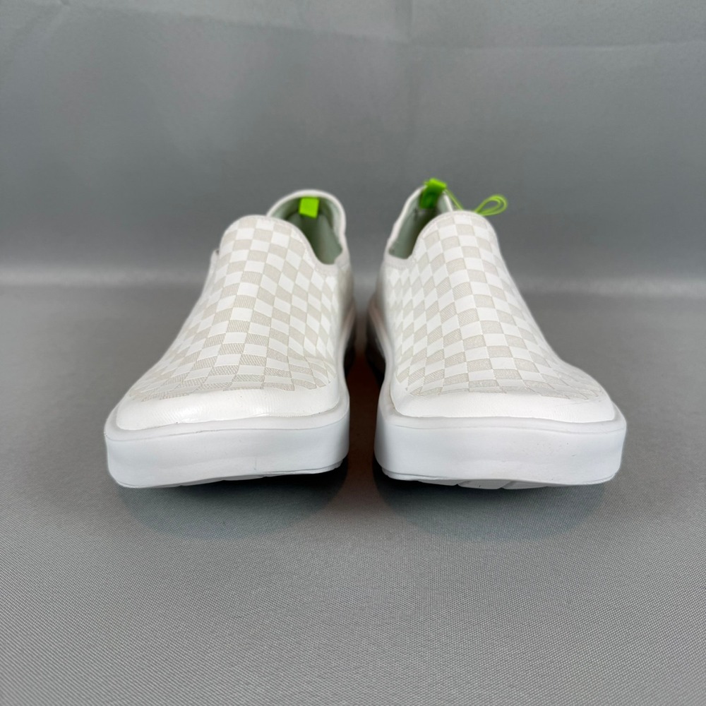 Slip-On Women's Sneakers in White with Neon Accent - Picture 3 of 7